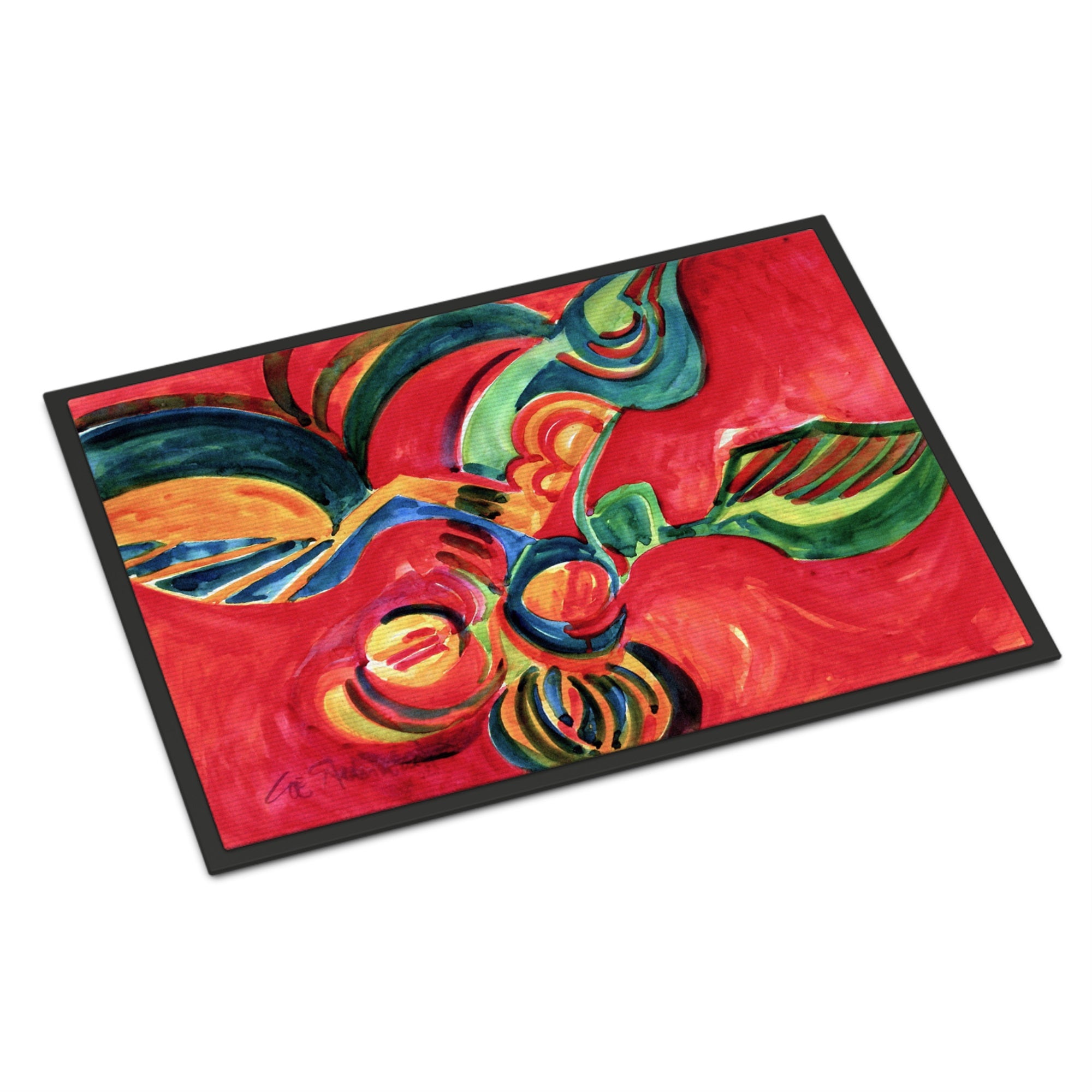 Red Flowers And Berries Indoor Or Outdoor Mat 18X27